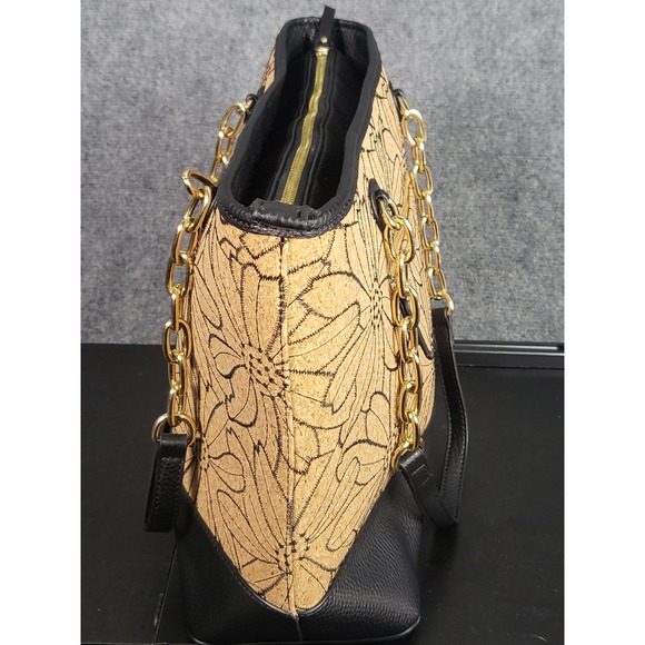 Anne‎ Klein Floral Cork Tote Bag Chain Strap Shoulder Bag Purse - Picture 5 of 11